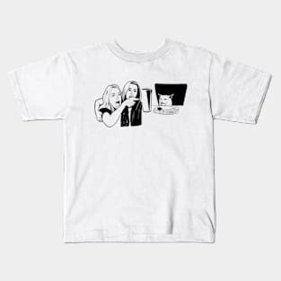 Woman Yelling At A Cat (Black And White) Kids T-Shirt